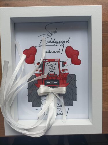 Pénzátadó piros traktoros képkeret