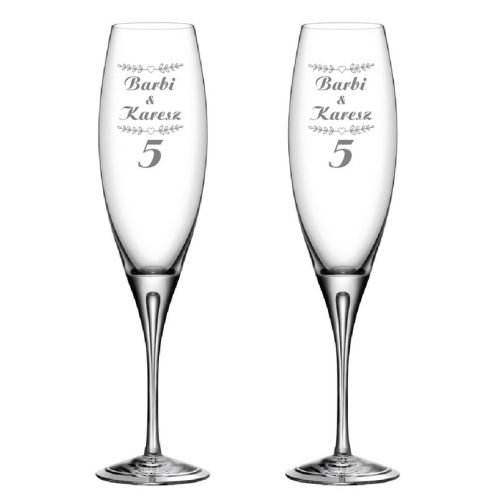 Pezsgős pohár gravírozás évfordulóra