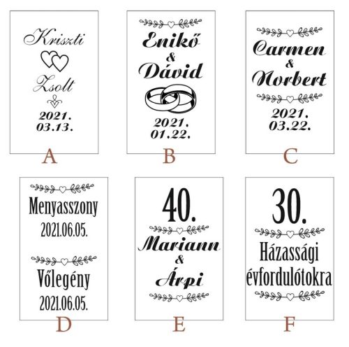 Esküvői pezsgőspohár gravírozás
