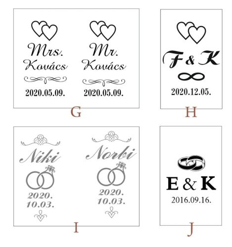 Esküvői pezsgőspohár gravírozás