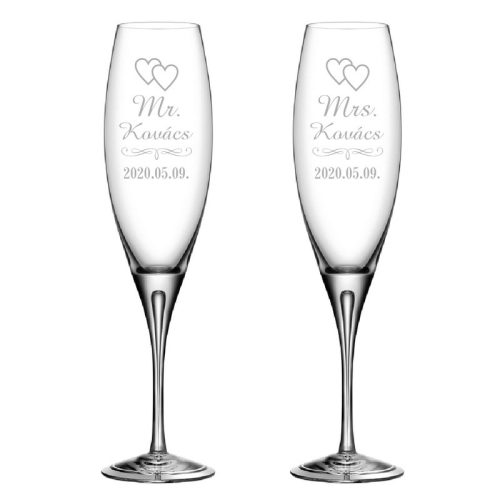 Esküvői pezsgőspohár gravírozás